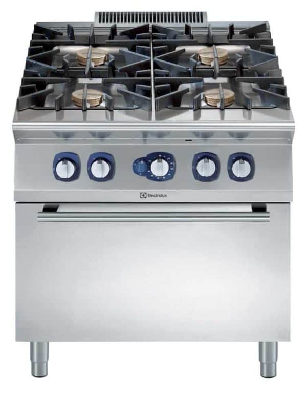 professional kitchen with gas oven